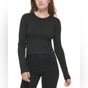 🔥Calvin Klein Jean Cropped Rib-Knit Sweater🔥🆕~med